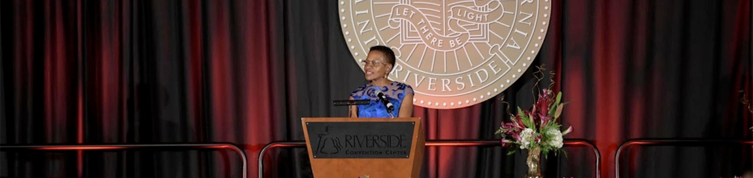 Dean presenting at the gala