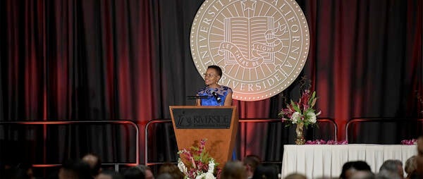 Dean presenting at the gala