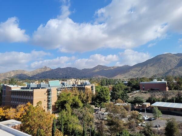 Looking toward the Box Springs Mountains from the roof of Ed2 building