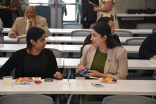 Poeple eating food at an event